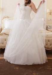 свадебное платье 44-46 размер, цвет айвори, 1раз б/у